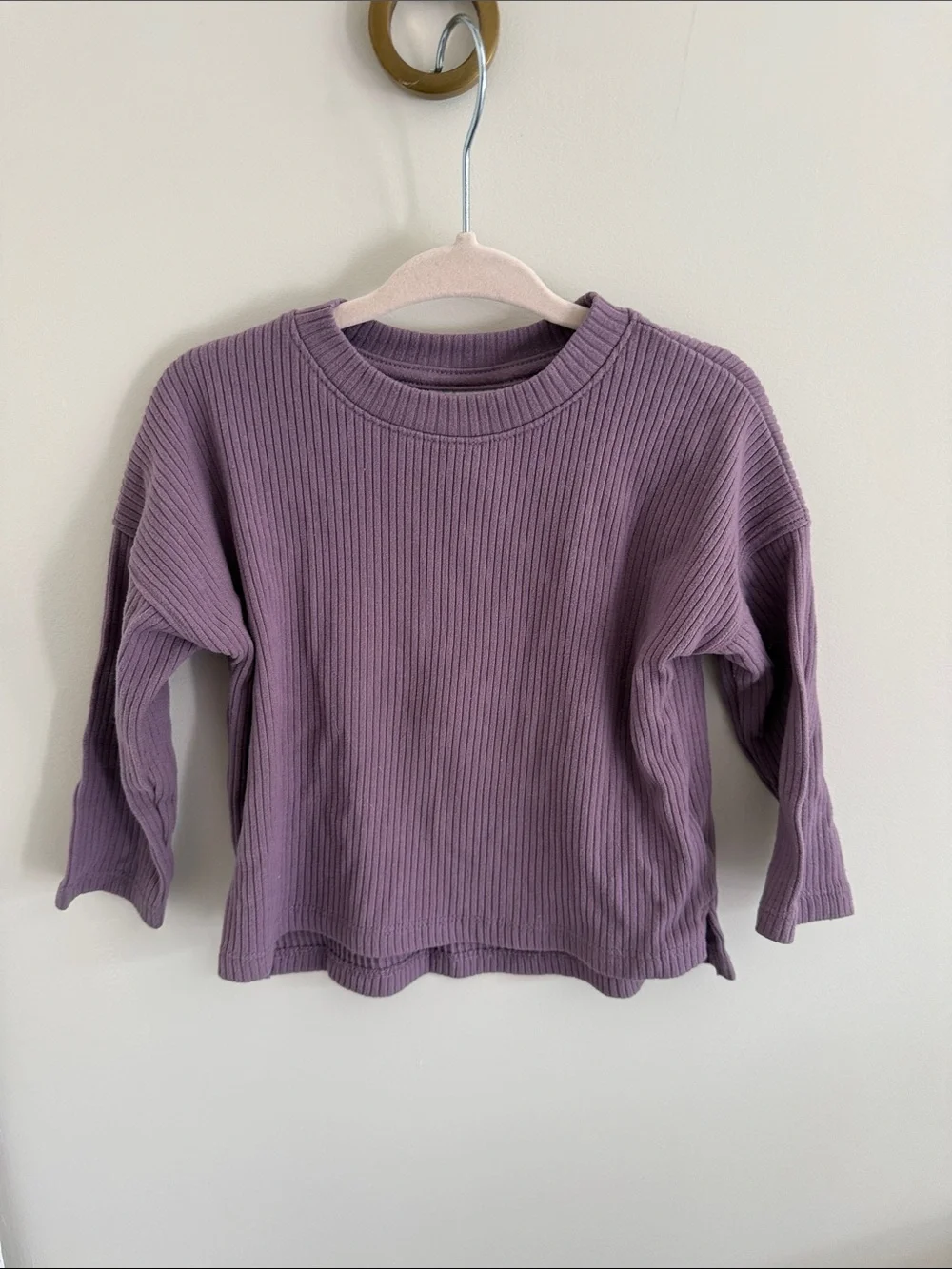 Cat & Jack Purple Ribbed Long Sleeve Top & Flair Pant Set 18M